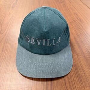 Vintage Setas Sevilla Strapback Hat Green Embroidered Cap Mushroom Tag
